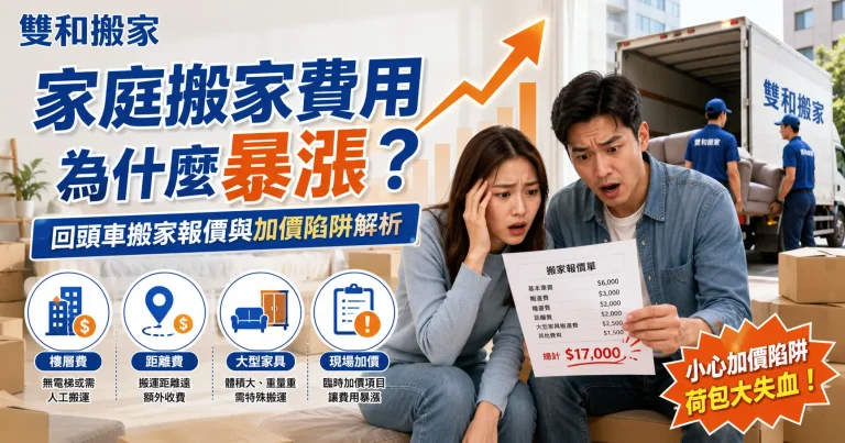 家庭搬家費用為什麼暴漲？回頭車搬家報價與加價陷阱解析