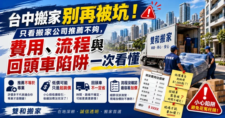 台中搬家別再被坑！只看搬家公司推薦不夠，費用、流程與回頭車陷阱一次看懂