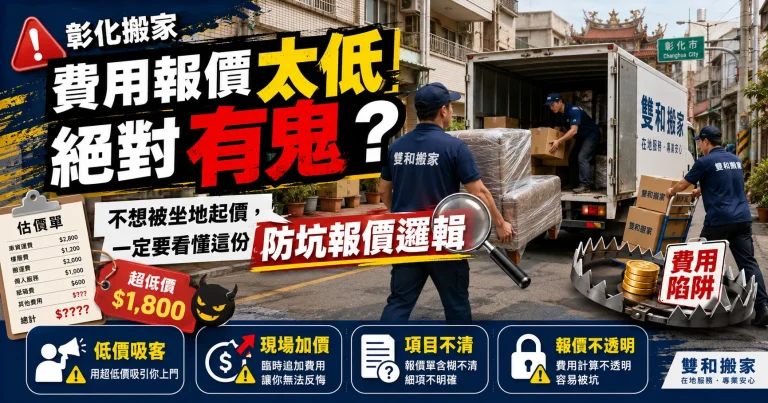 彰化搬家費用報價太低絕對有鬼？不想被坐地起價，一定要看懂這份防坑報價邏輯