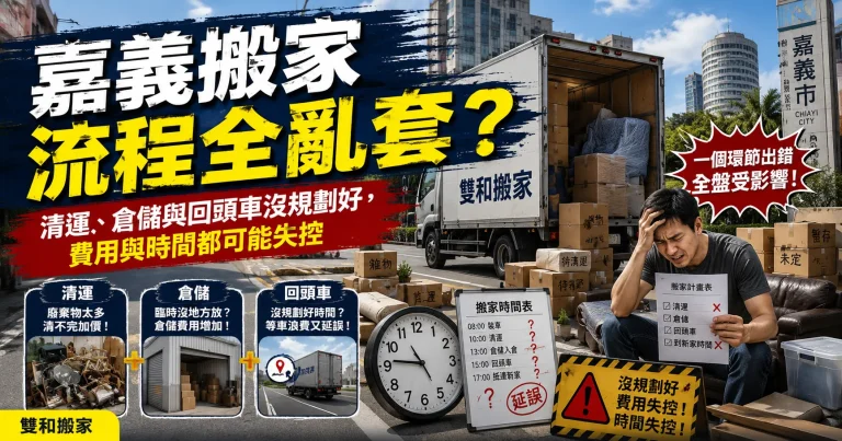 嘉義搬家流程全亂套？清運、倉儲與回頭車沒規劃好，費用與時間都可能失控