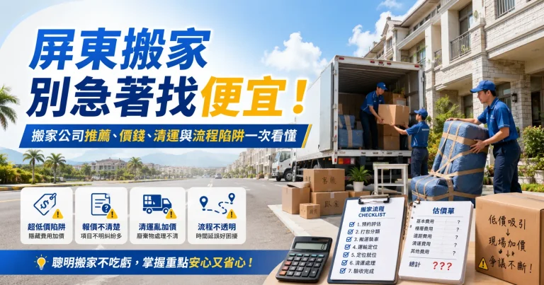 屏東搬家別急著找便宜！搬家公司推薦、價錢、清運與流程陷阱一次看懂