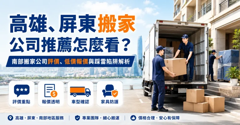 高雄、屏東搬家公司推薦怎麼看？南部搬家公司評價、低價報價與踩雷陷阱解析