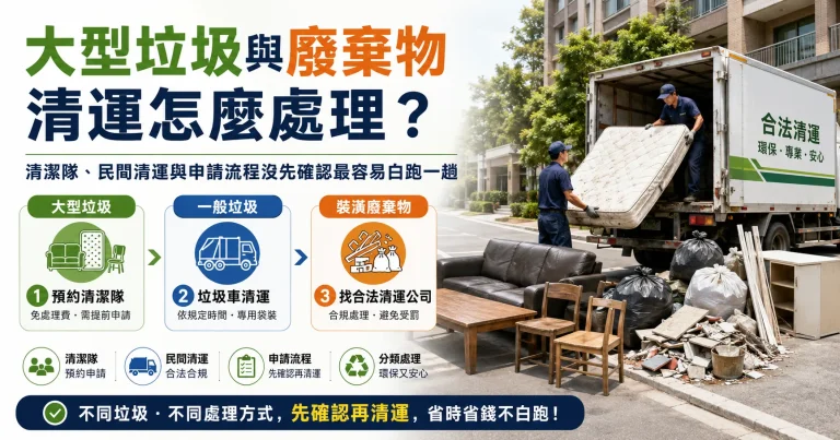 大型垃圾與廢棄物清運怎麼處理？清潔隊、民間清運與申請流程沒先確認最容易白跑一趟
