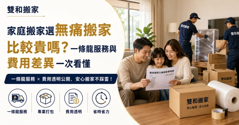 家庭搬家選無痛搬家真的比較貴嗎？一條龍服務與費用差異一次看懂