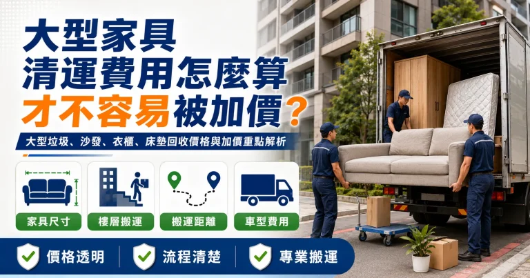 大型家具清運費用怎麼算才不容易被加價？大型垃圾、沙發、衣櫃、床墊回收價格與加價重點解析