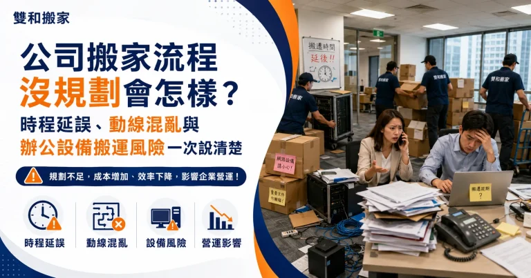 公司搬家流程沒規劃會怎樣？時程延誤、動線混亂與辦公設備搬運風險一次說清楚