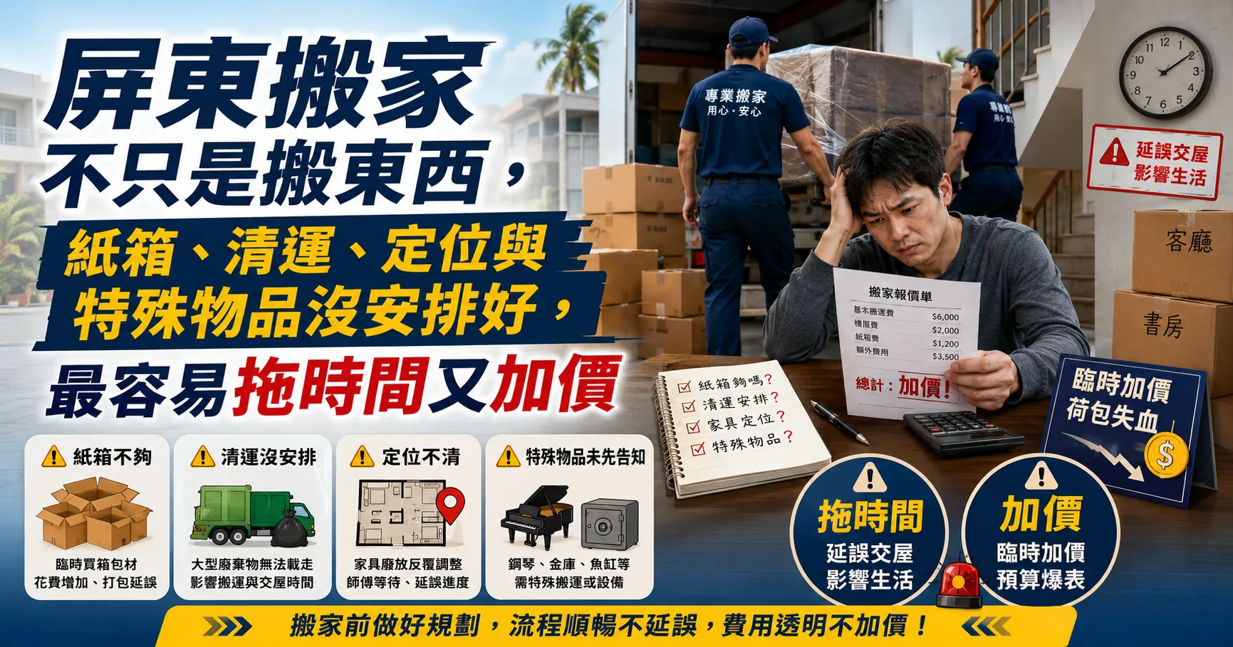 屏東搬家流程怎麼安排?紙箱、清運、精緻搬家與特殊搬運服務一次看懂-1