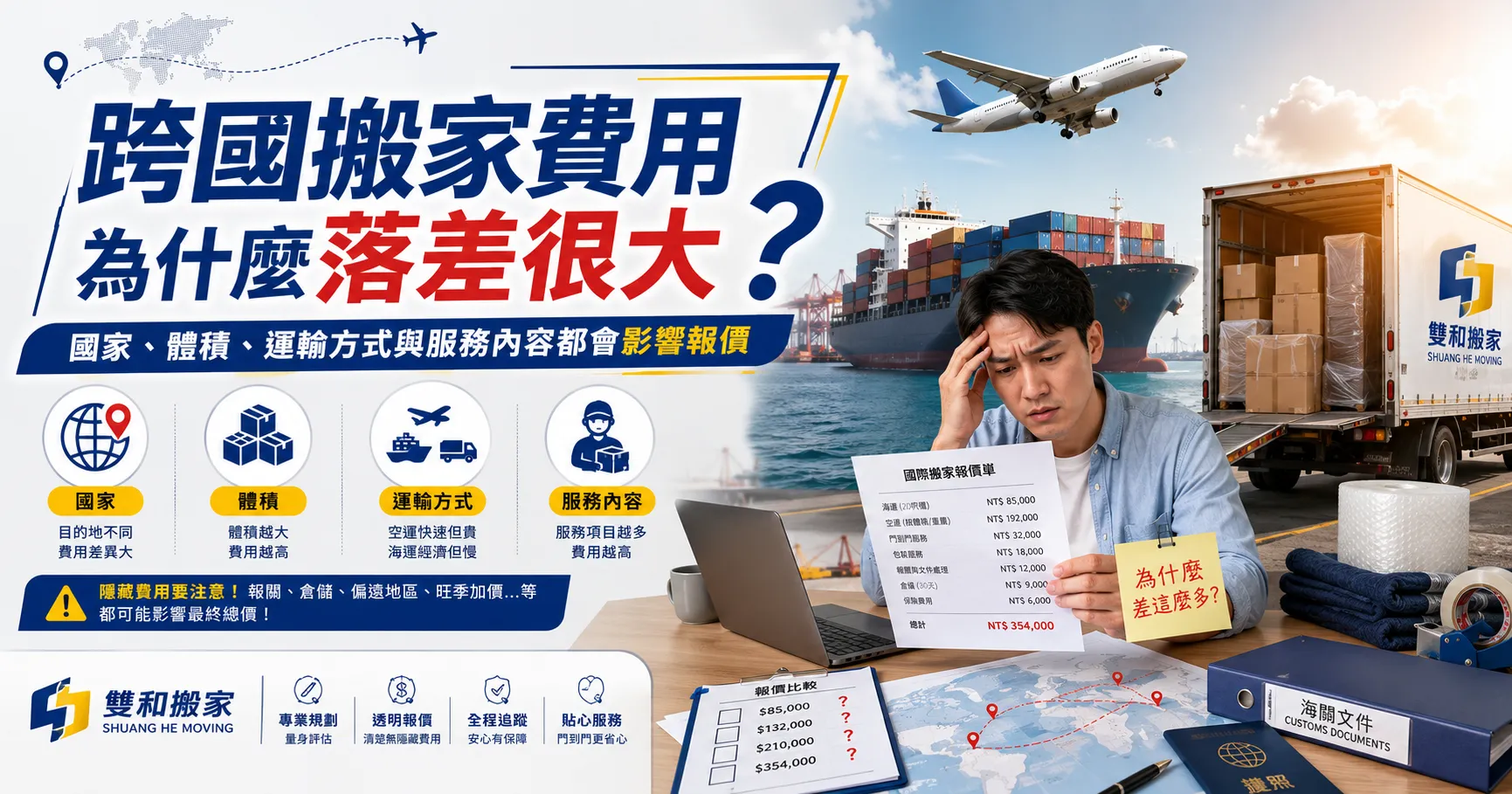 跨國搬家費用怎麼算？海運、空運、清關與貨櫃報價差異一次看懂-1
