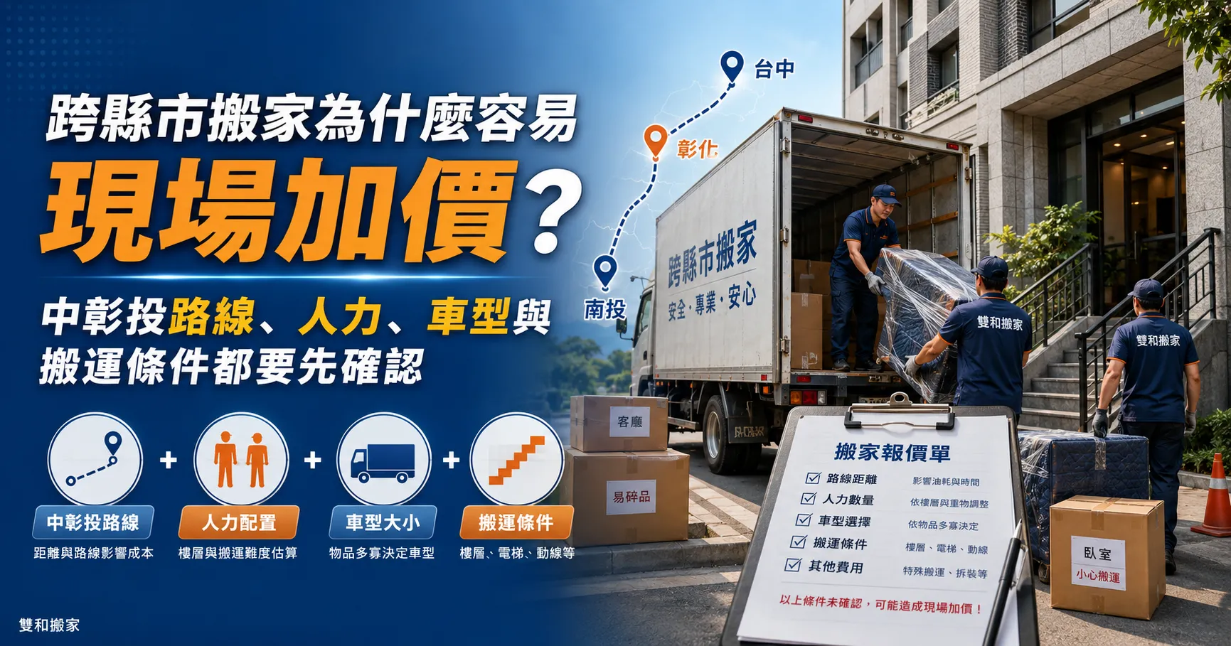 台中、彰化、南投跨縣市搬家最容易踩哪些雷?搬家公司費用、車型與家具搬運地雷一次看懂-1