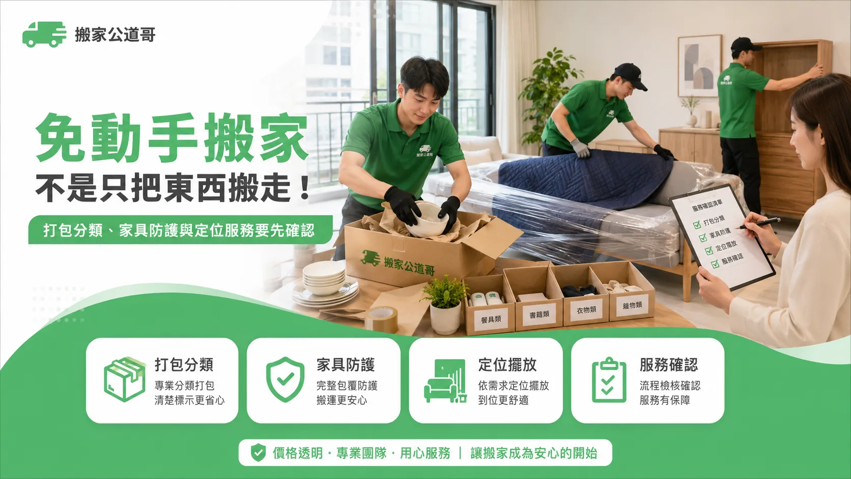 免動手搬家包含哪些服務?懶人搬家、到府打包與搬後定位流程解析-1
